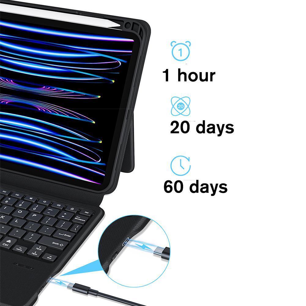 Apple iPad Pro 3/4/5/6 12.9" - Magic 360 Rotation Detachable Smart Wireless Trackpad Keyboard Flip Case With Backlit - Image 8