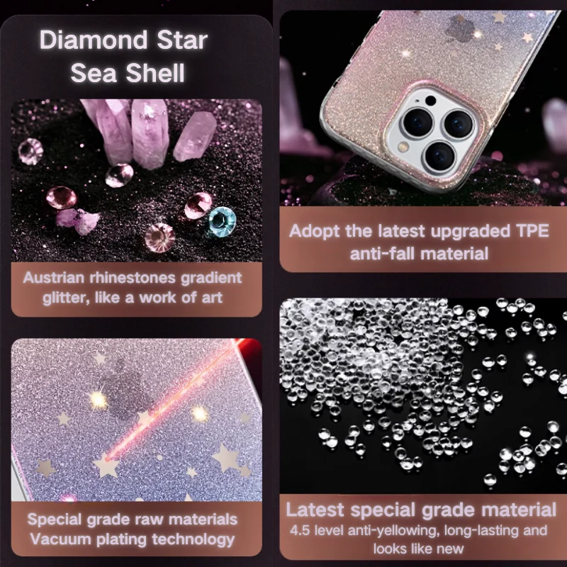 Apple iPhone 14/Plus/Pro/Pro Max Glitter Crystal Full-Cover Shockproof BlingBling Series Case - Image 5