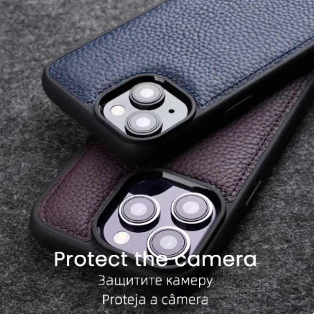 Apple iPhone 16/Plus/Pro/Max - Business Drop Proof Silicone + Cowhide Genuine Leather Series Case - Image 11