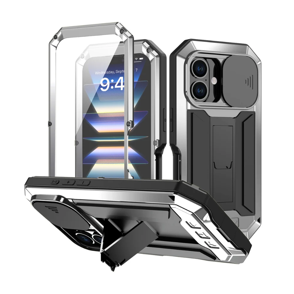 Apple iPhone 16/Pro/Plus/Max - R-JUST Sliding Camera IP54 Life Waterproof Holder Phone Case - Image 4