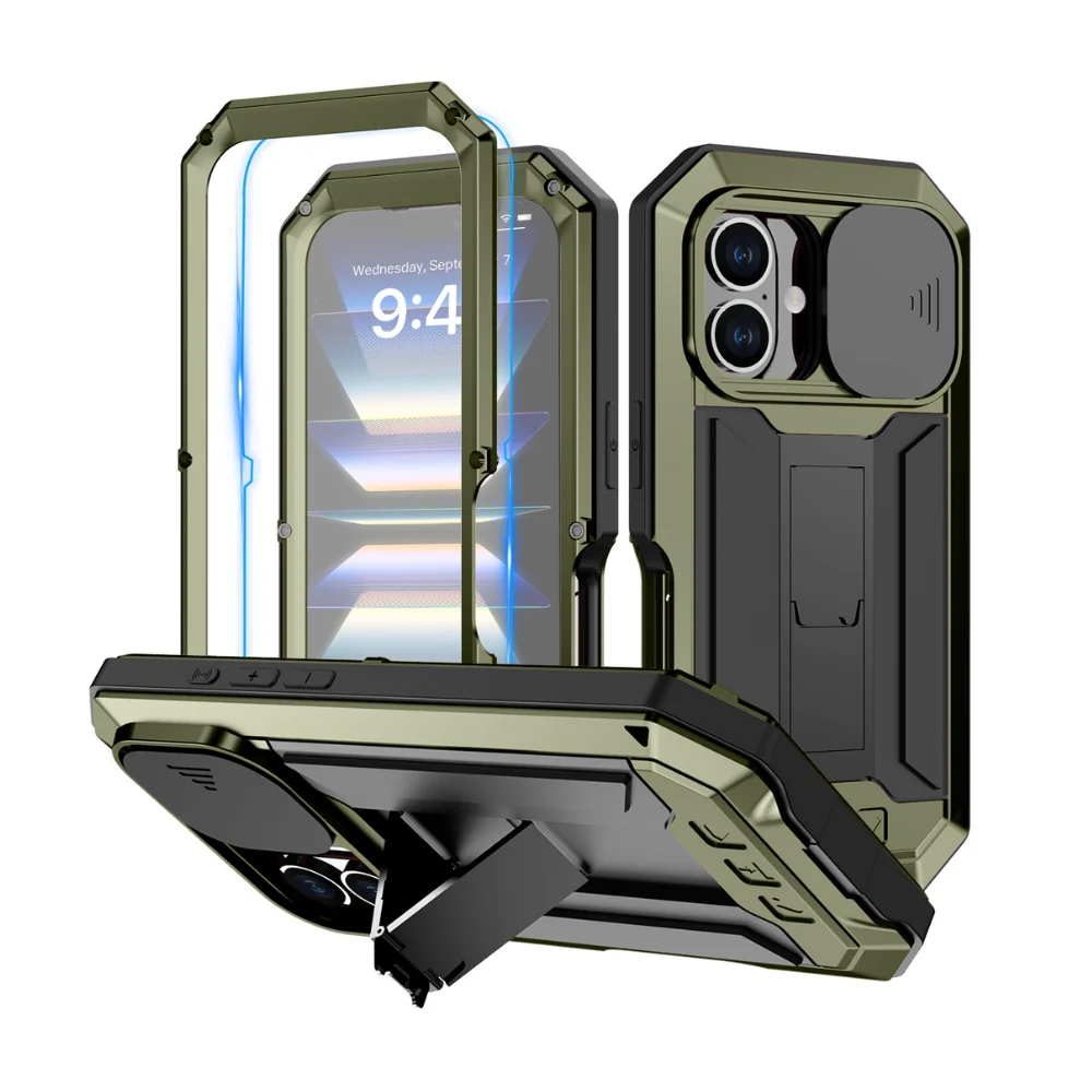 Apple iPhone 16/Pro/Plus/Max - R-JUST Sliding Camera IP54 Life Waterproof Holder Phone Case - Image 5
