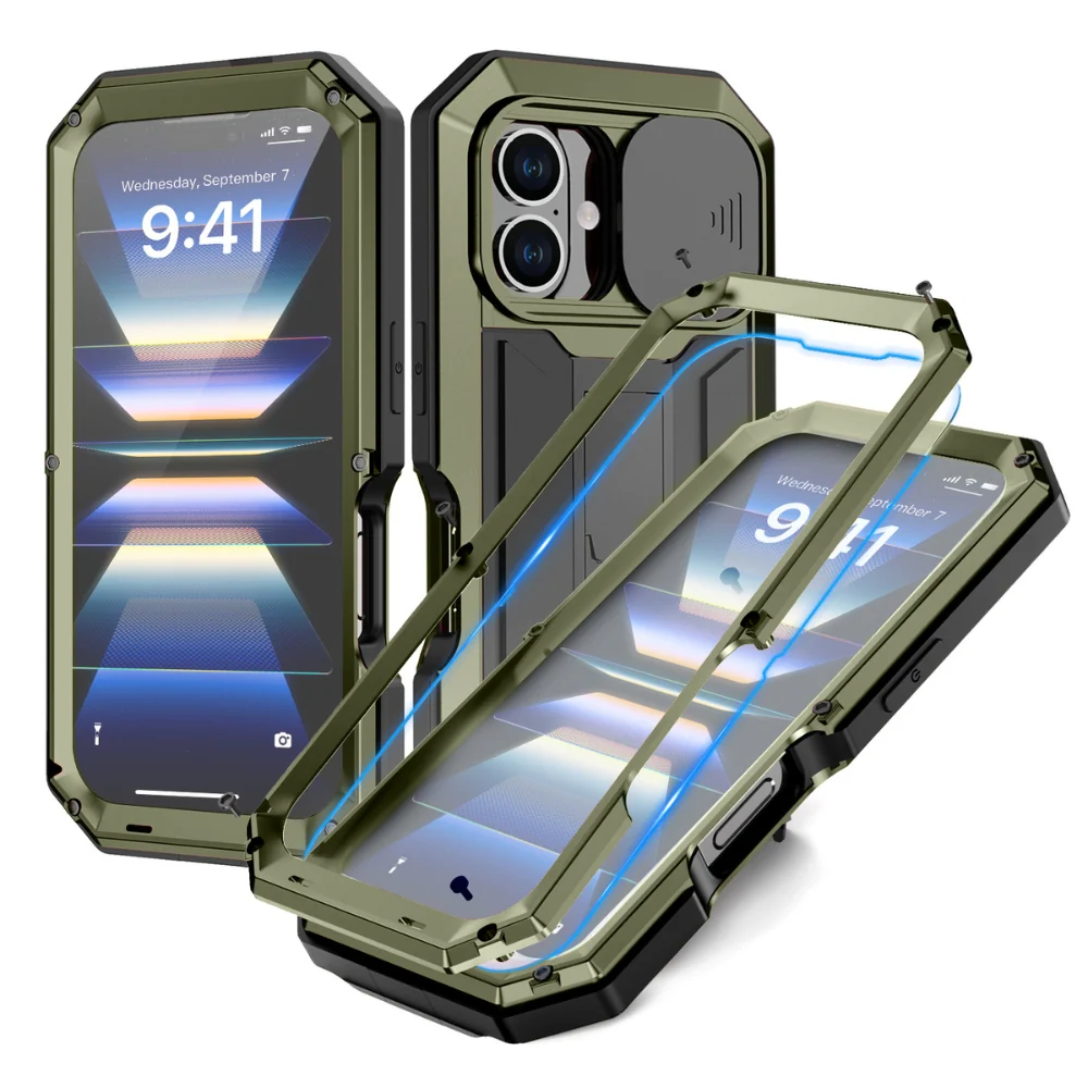 Apple iPhone 16/Pro/Plus/Max - R-JUST Sliding Camera IP54 Life Waterproof Holder Phone Case - Image 6