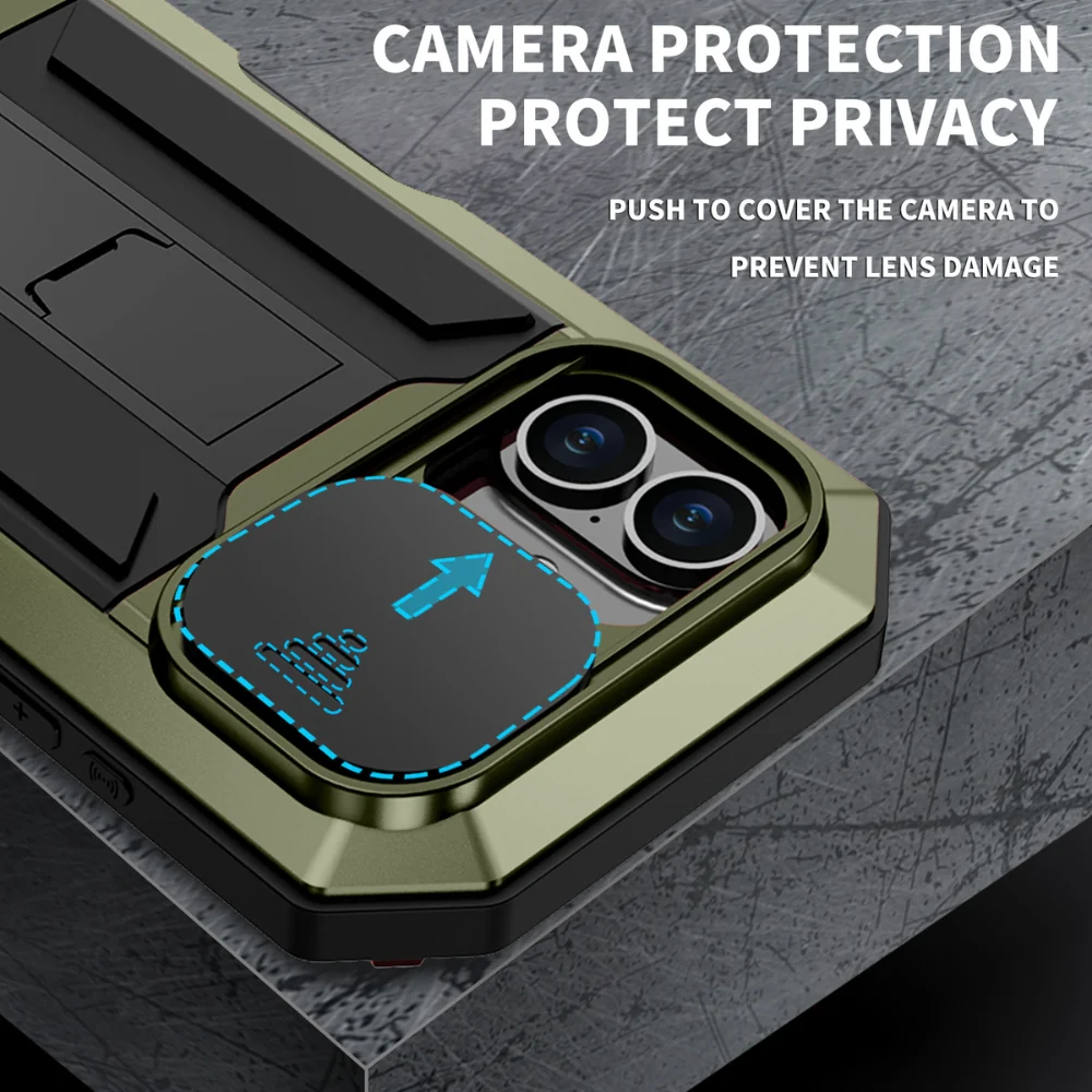 Apple iPhone 16/Pro/Plus/Max - R-JUST Sliding Camera IP54 Life Waterproof Holder Phone Case - Image 7