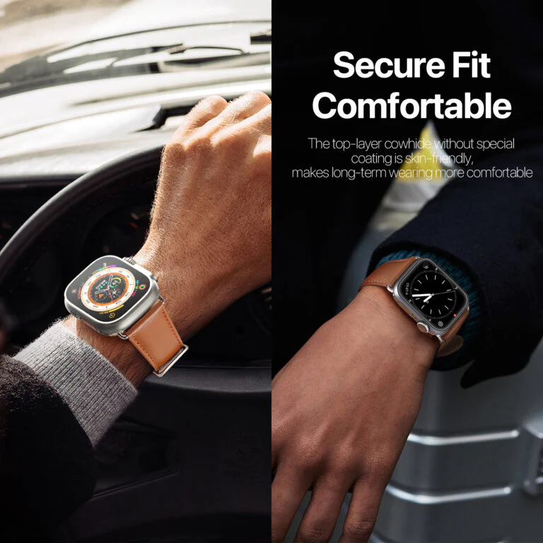 Apple Watch Series 1/2/3/4/5/6/SE/7/8/9/10 Business Premium Waterproof Leather Watch Strap Band - Image 2