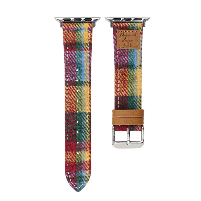 Apple Watch Series 1/2/3/4/5/6/SE/7/8/9/10/Ultra - Fashion Woolen Heat-transfer Printing Leather Band