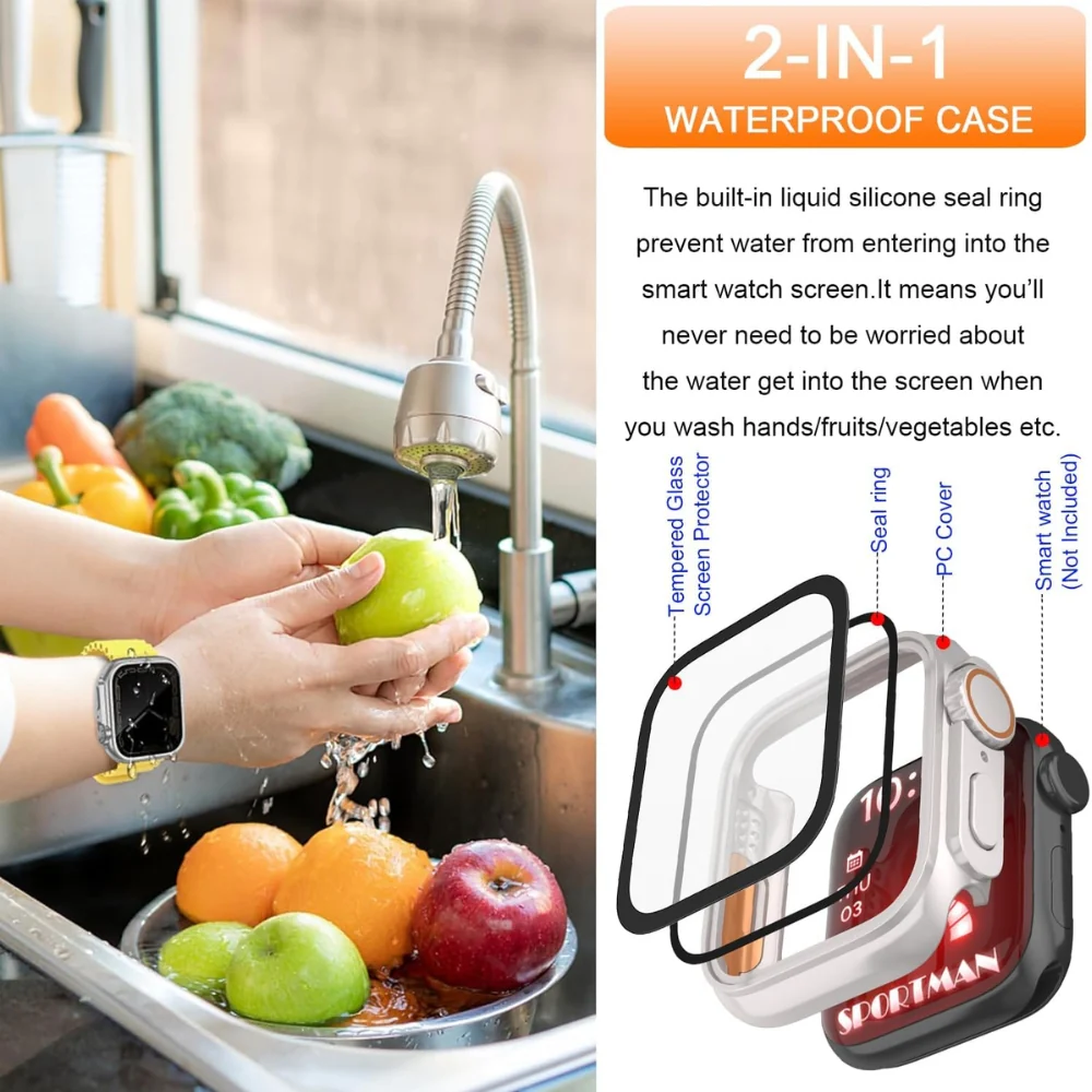 Apple Watch Series 4/5/6/SE/7/8 - Simple Full Cover Shockproof Ultra Waterproof Case - Image 9