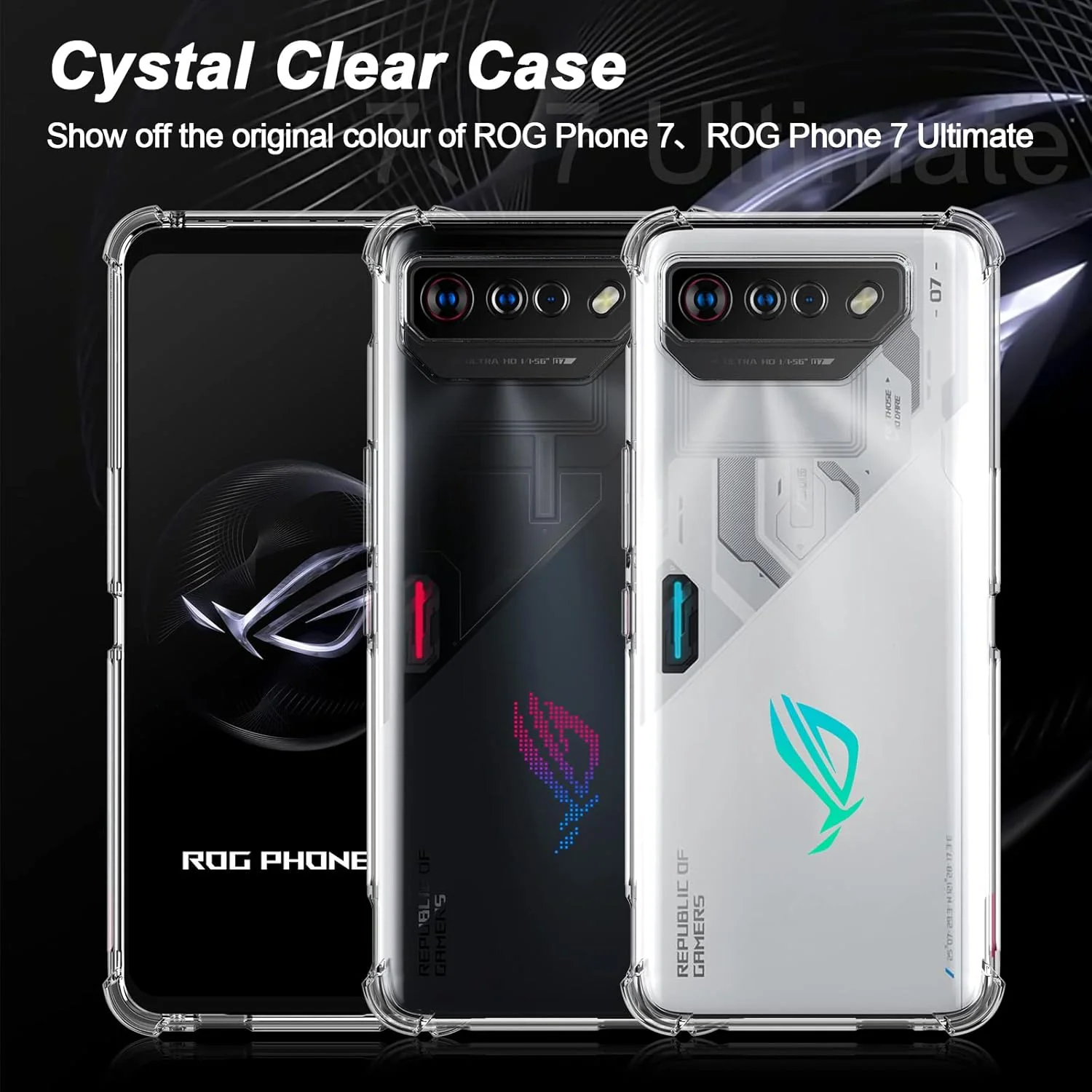 Asus ROG Phone 6/6 Pro/6D/6D Ultimate - AirPillow Cushion Transparent Soft Clear TPU Four Corners Protective Case With 2PC 9H Tempered Glass Screen Protector - Image 2