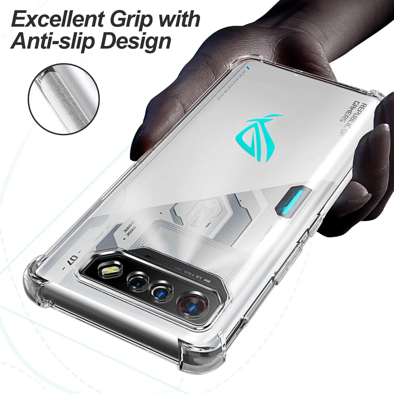 Asus ROG Phone 6/6 Pro/6D/6D Ultimate - AirPillow Cushion Transparent Soft Clear TPU Four Corners Protective Case With 2PC 9H Tempered Glass Screen Protector - Image 4