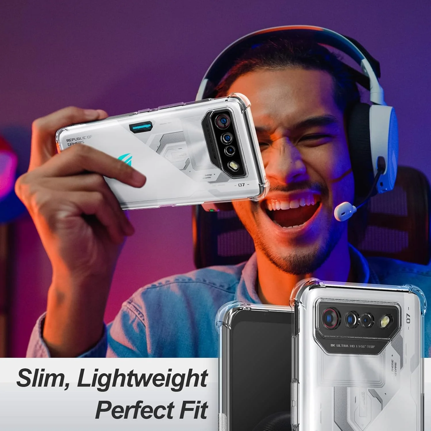 Asus ROG Phone 6/6 Pro/6D/6D Ultimate - AirPillow Cushion Transparent Soft Clear TPU Four Corners Protective Case With 2PC 9H Tempered Glass Screen Protector - Image 5