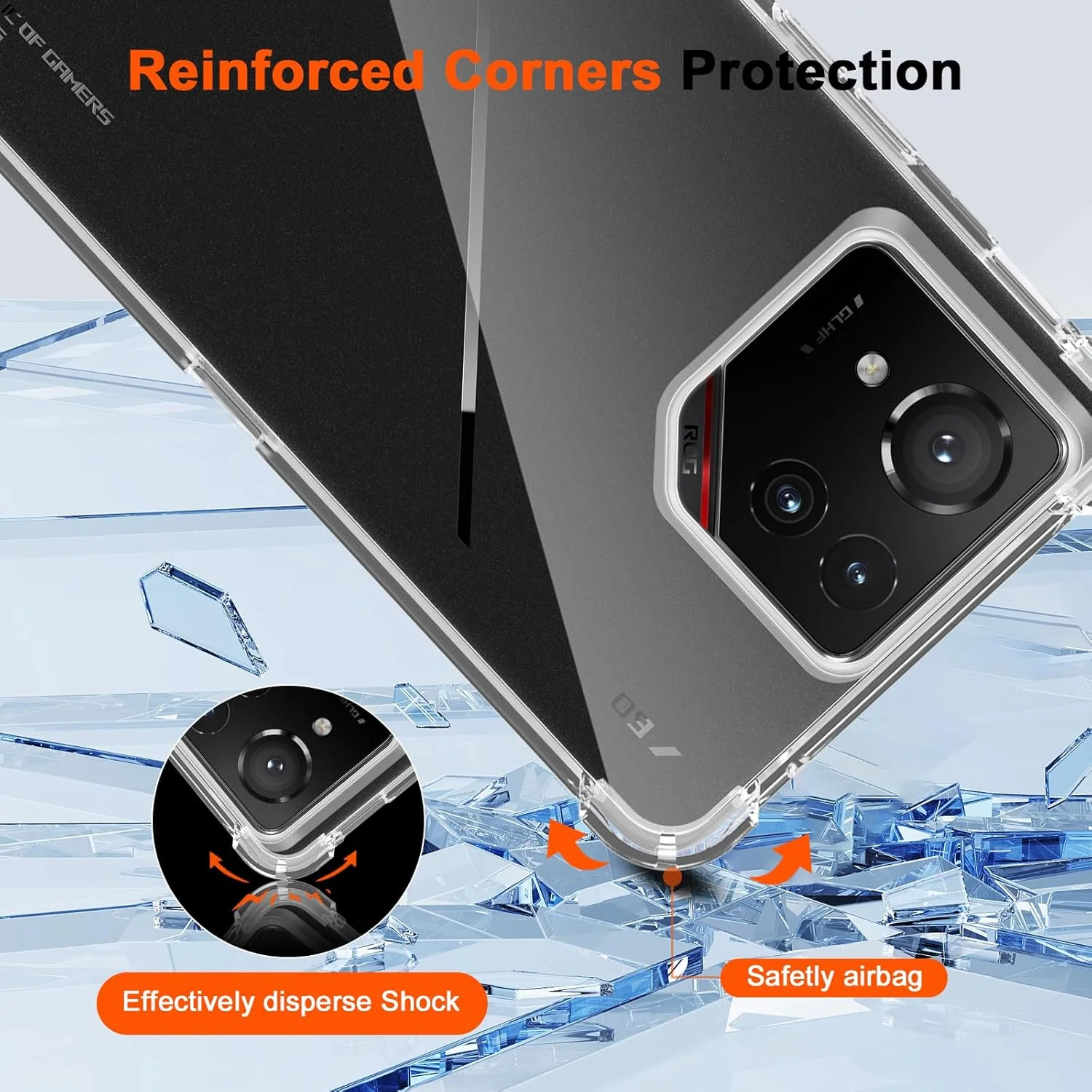 Asus ROG Phone 8/8 Pro - AirPillow Cushion Transparent Soft Clear TPU Four Corners Protective Case With 2PC 9H Tempered Glass Screen Protector - Image 2