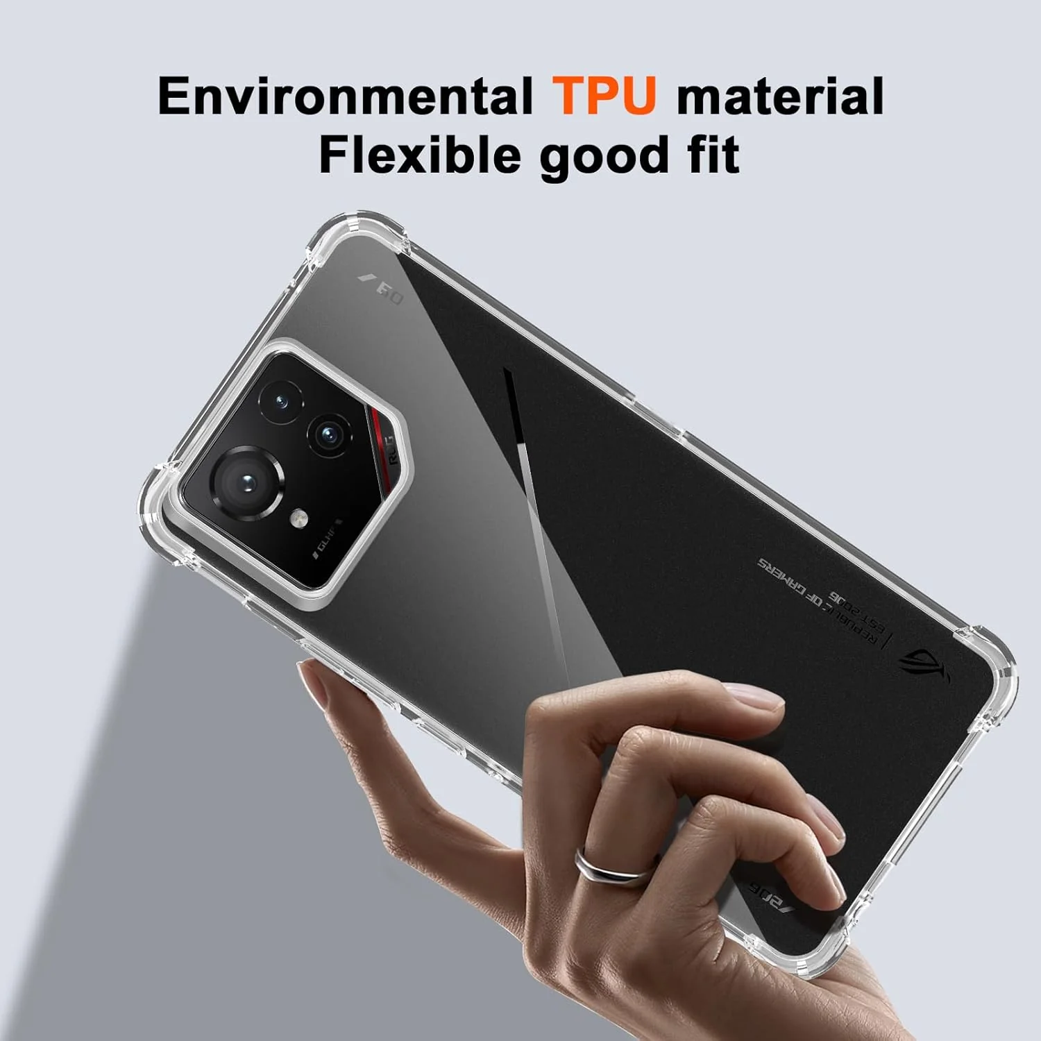 Asus ROG Phone 8/8 Pro - AirPillow Cushion Transparent Soft Clear TPU Four Corners Protective Case With 2PC 9H Tempered Glass Screen Protector - Image 4