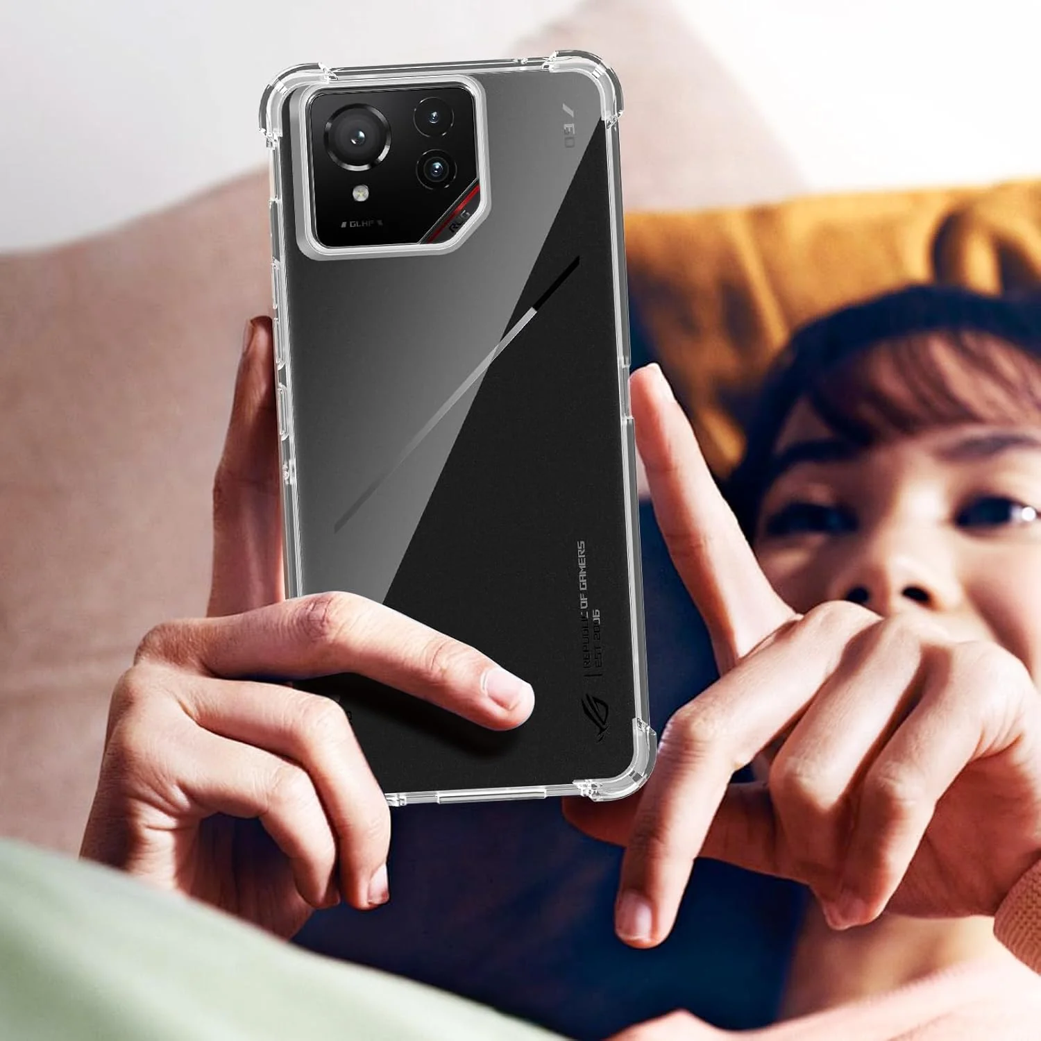 Asus ROG Phone 8/8 Pro - AirPillow Cushion Transparent Soft Clear TPU Four Corners Protective Case With 2PC 9H Tempered Glass Screen Protector - Image 6