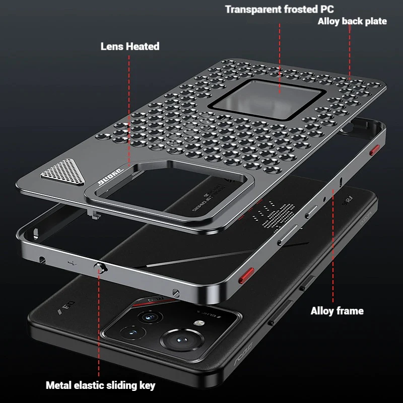 ASUS ROG Phone 9 & Pro - Aluminum Alloy Spring Buckle Honeycomb Heat Dissipation Case - Image 3