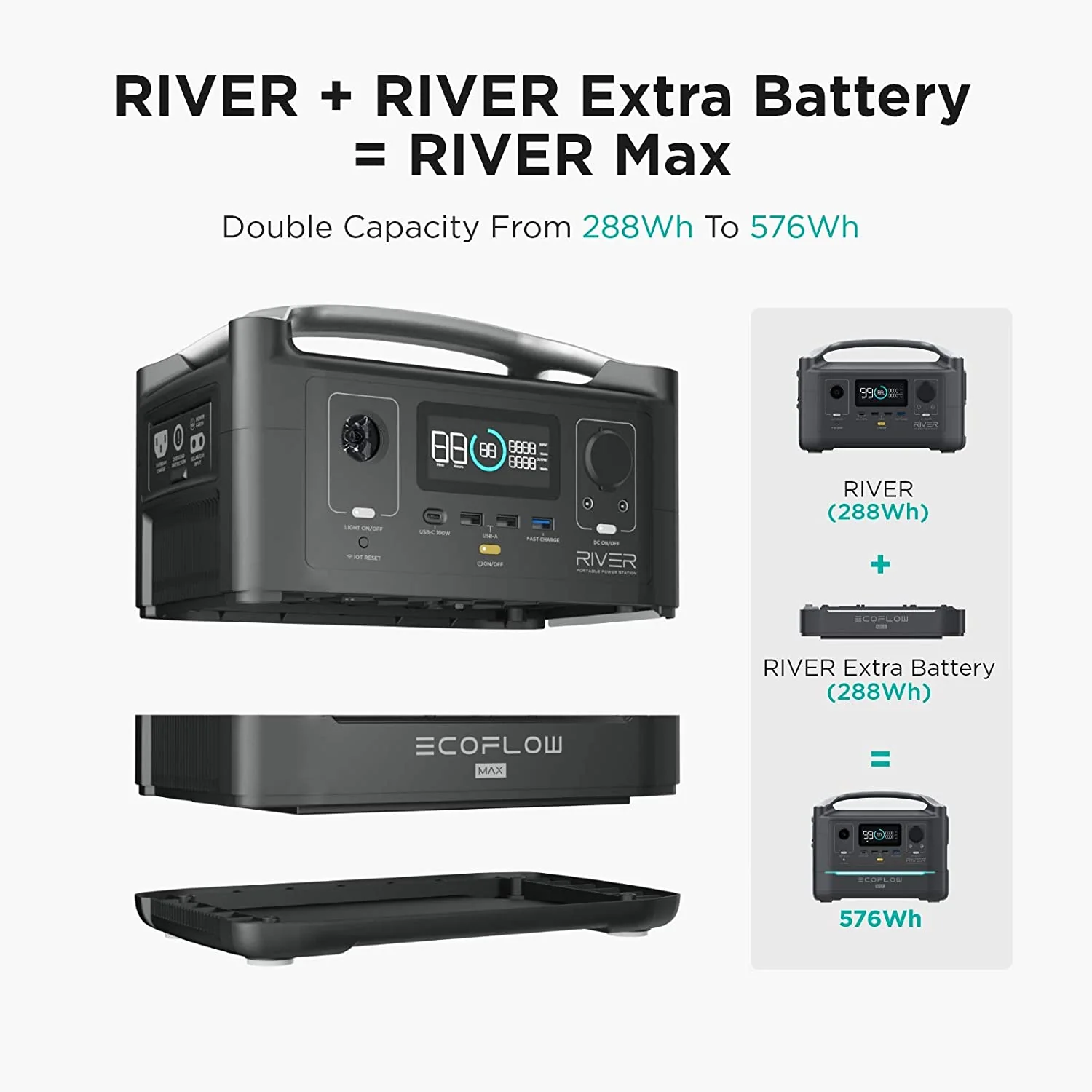 [AU Version][Solar Panel Expandable] EcoFlow River 600W 288Wh/80000mAh Portable Power Station - Image 5