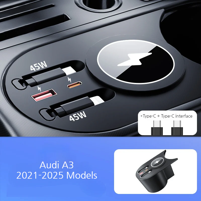 Audi A3 (2021–2025) Car Wireless Fast Charging Hub - Image 8