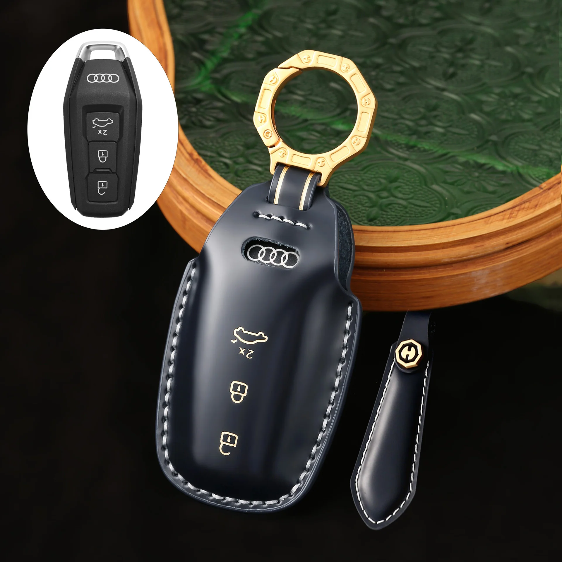 Audi Genuine Leather Protection Car Key Fob Case Cover For A5L 2025, Q6L e-tron 2025 - Image 3