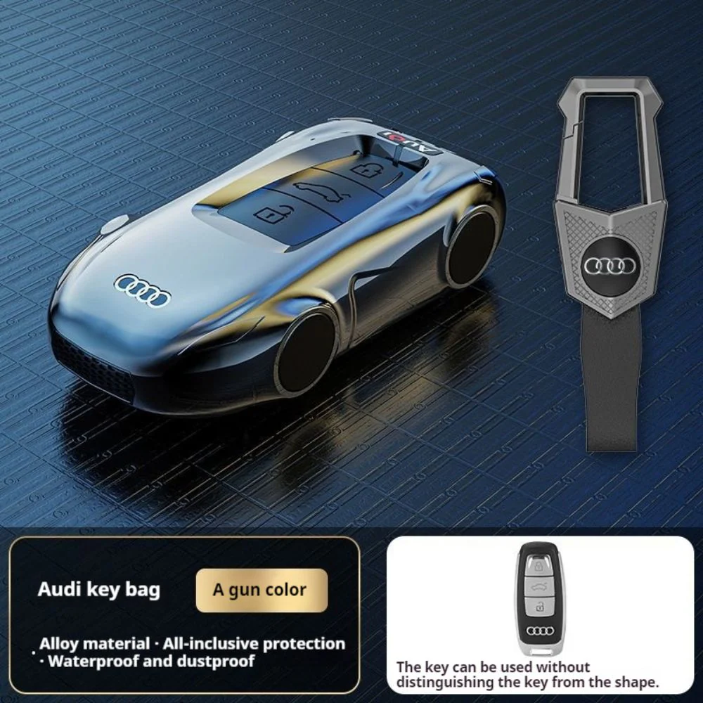 Audi Zinc Alloy Silicone Car Key Fob Case Cover For A3, A4, A5, A6, A8, Q2, Q5, Q7, Q8, e-tron - Image 2