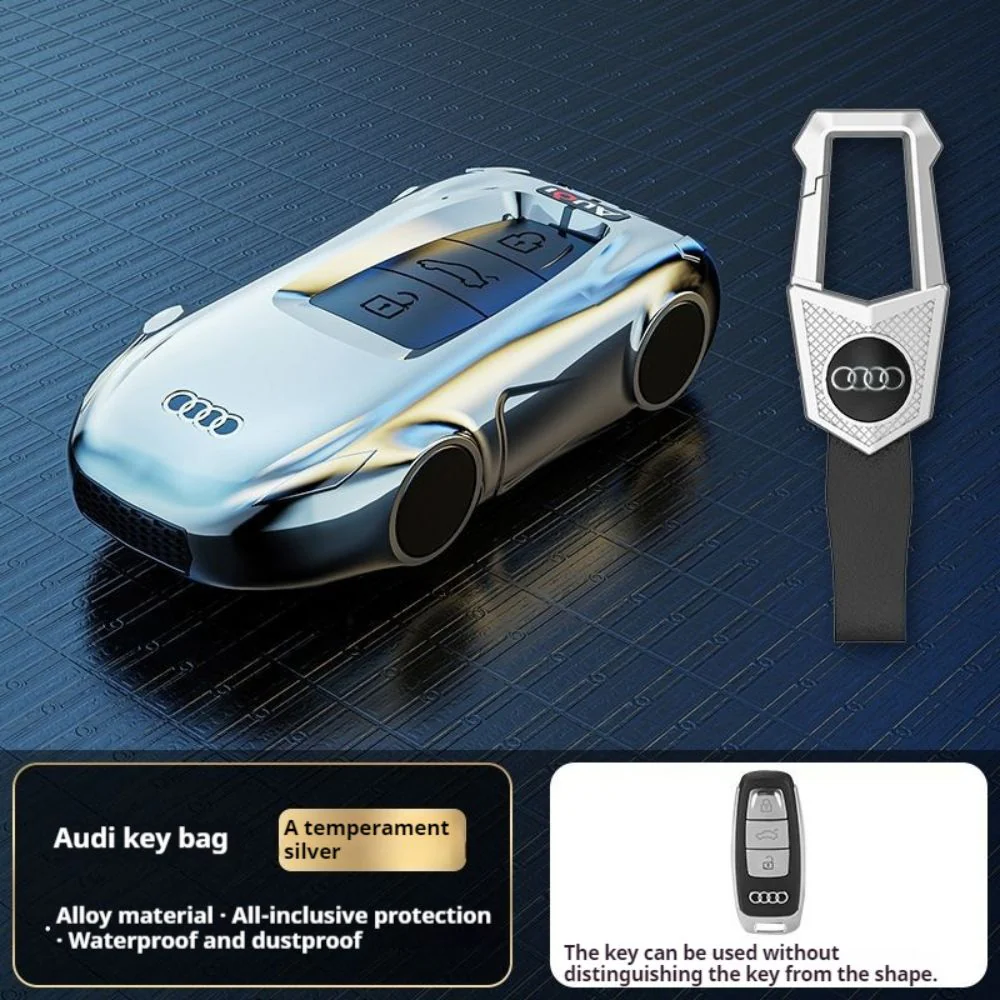 Audi Zinc Alloy Silicone Car Key Fob Case Cover For A3, A4, A5, A6, A8, Q2, Q5, Q7, Q8, e-tron - Image 3