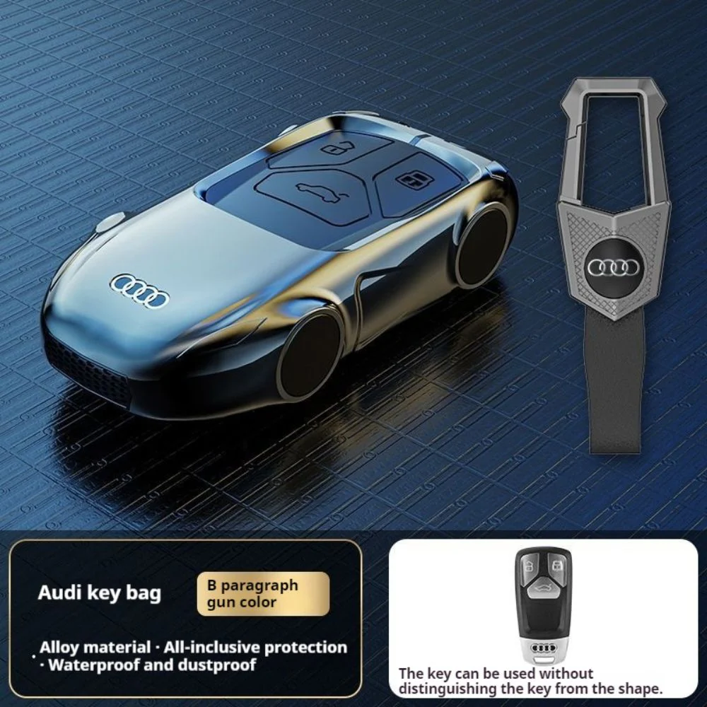 Audi Zinc Alloy Silicone Car Key Fob Case Cover For A3, A4, A5, A6, A8, Q2, Q5, Q7, Q8, e-tron - Image 4