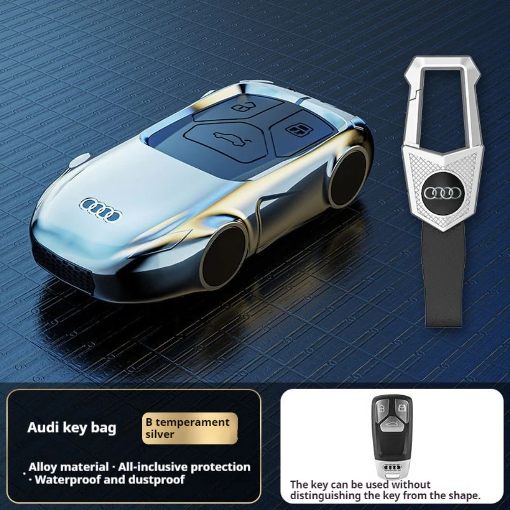 Audi Zinc Alloy Silicone Car Key Fob Case Cover For A3, A4, A5, A6, A8, Q2, Q5, Q7, Q8, e-tron - Image 5