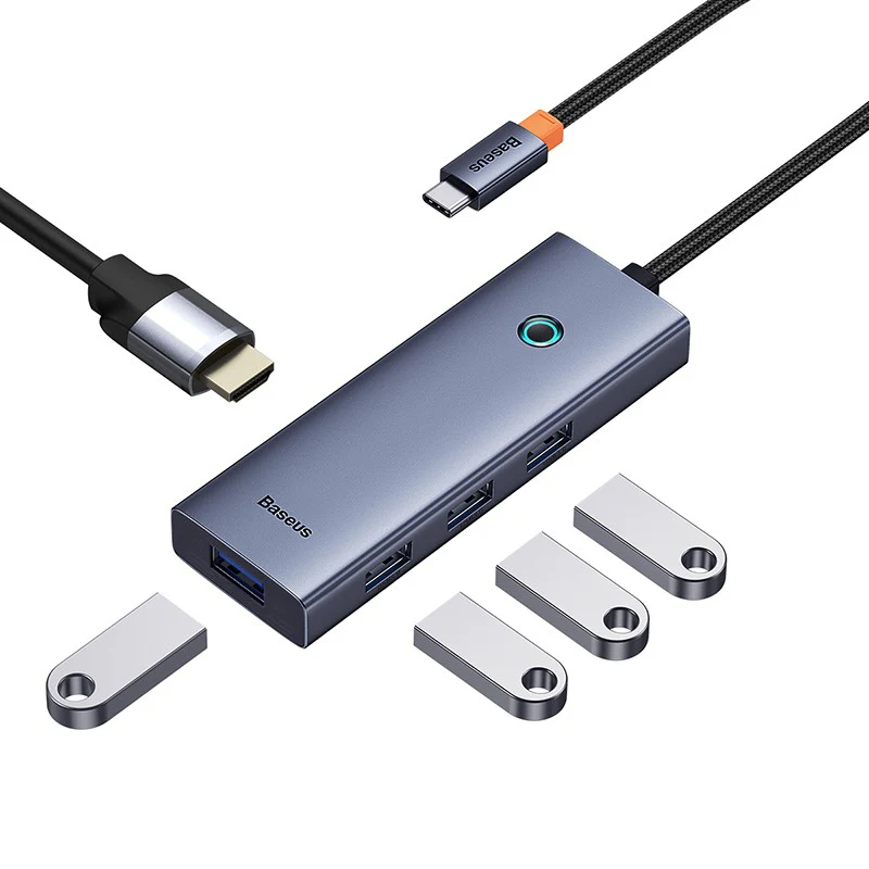 Baseus Flite Series 5-Port HUB Docking Station (Type-C to HDMI4K@30Hz*1+USB 3.0*4) - Image 4