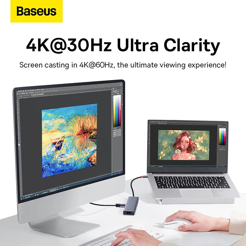 Baseus Flite Series 5-Port HUB Docking Station (Type-C to HDMI4K@30Hz*1+USB 3.0*4) - Image 6