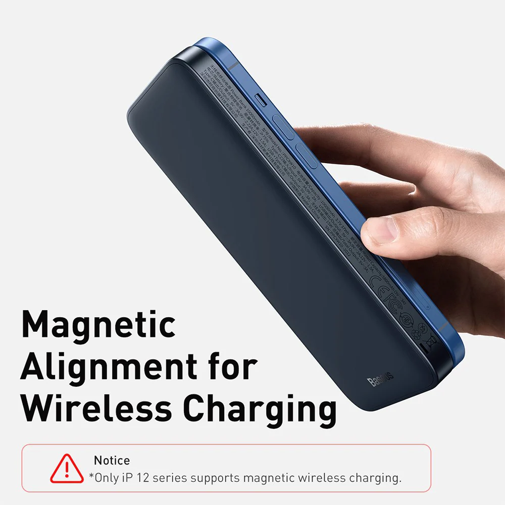 Baseus Magnetic Wireless Quick Charging Power Bank 10000mAh 20W (2022 Overseas Edition) PPCX010201 - Blue - Image 4