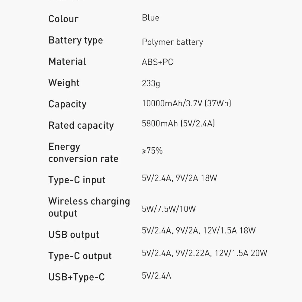 Baseus Magnetic Wireless Quick Charging Power Bank 10000mAh 20W (2022 Overseas Edition) PPCX010201 - Blue - Image 9