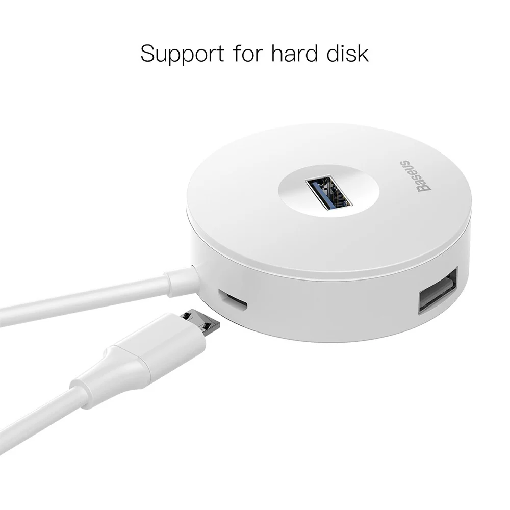 Baseus Round Box HUB Adapter (USB3.0 to USB3.0 x 1 + USB2.0 x 3) 10cm - Image 4