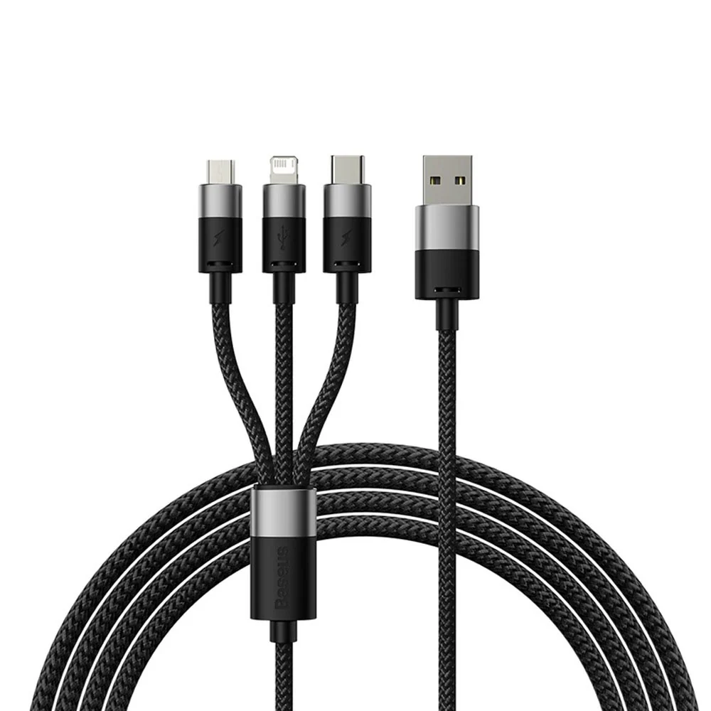 Baseus StarSpeed 1-for-3 Fast Charging Data Cable USB to M+L+C 3.5A 1.2m - Image 5
