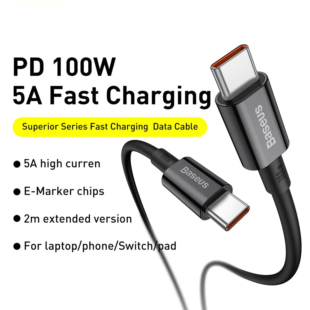 Baseus Superior Series Fast Charging Data Cable Type-C to Type-C 100W 2M Compatible for iPhone 15 16 Series - Image 2
