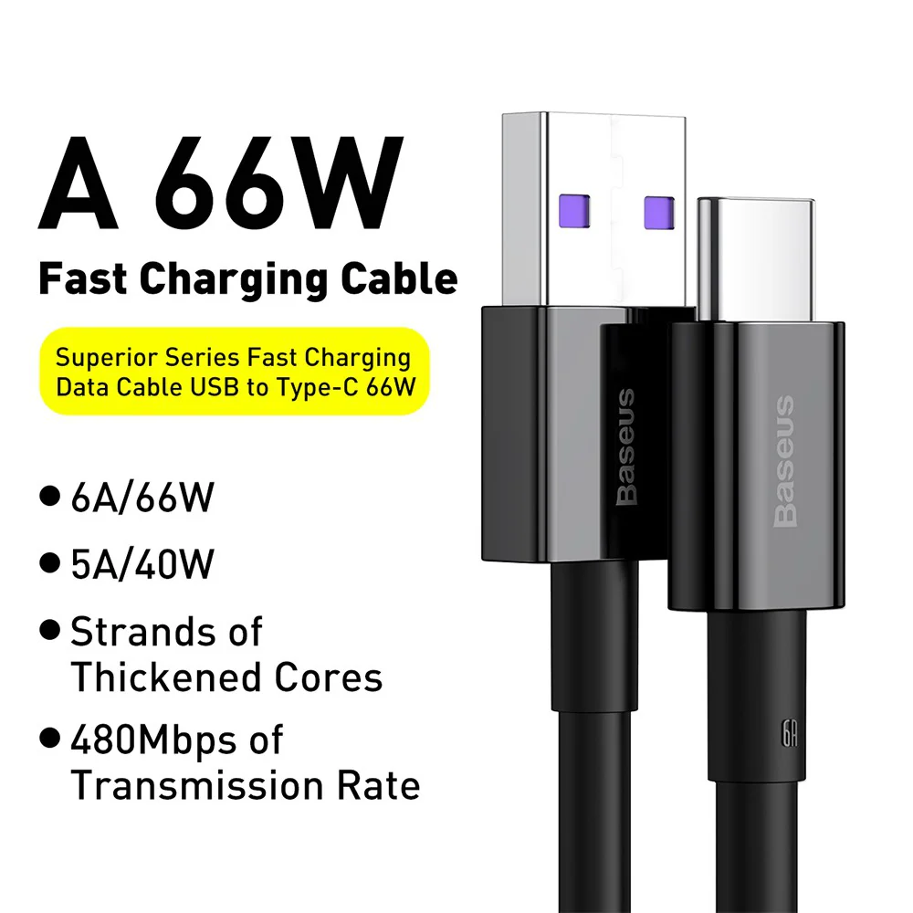 Baseus Superior Series Fast Charging Data Cable USB to Type-C 66W 1M - Image 2