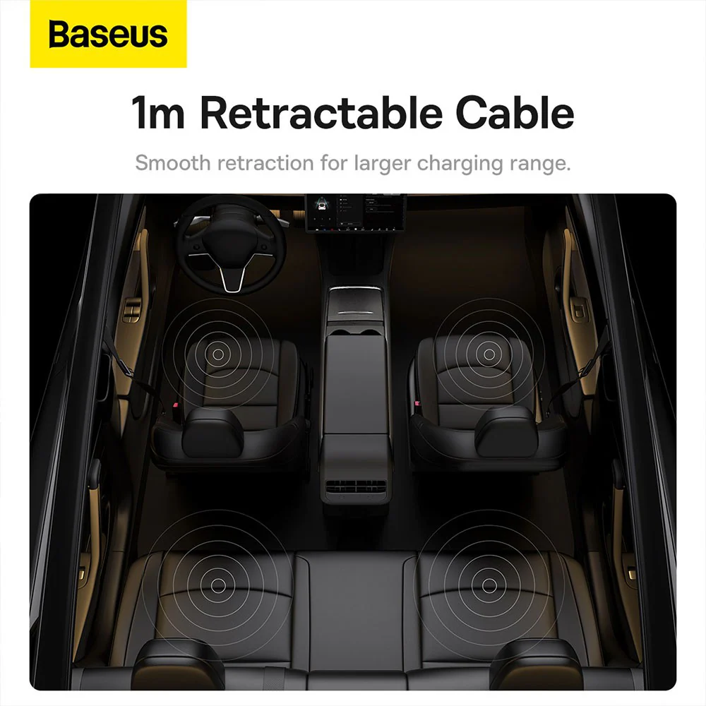Baseus T-Space Series HUB for Tesla Cars (With a retractable 45W type-C cable) - Cluster Black - Image 10