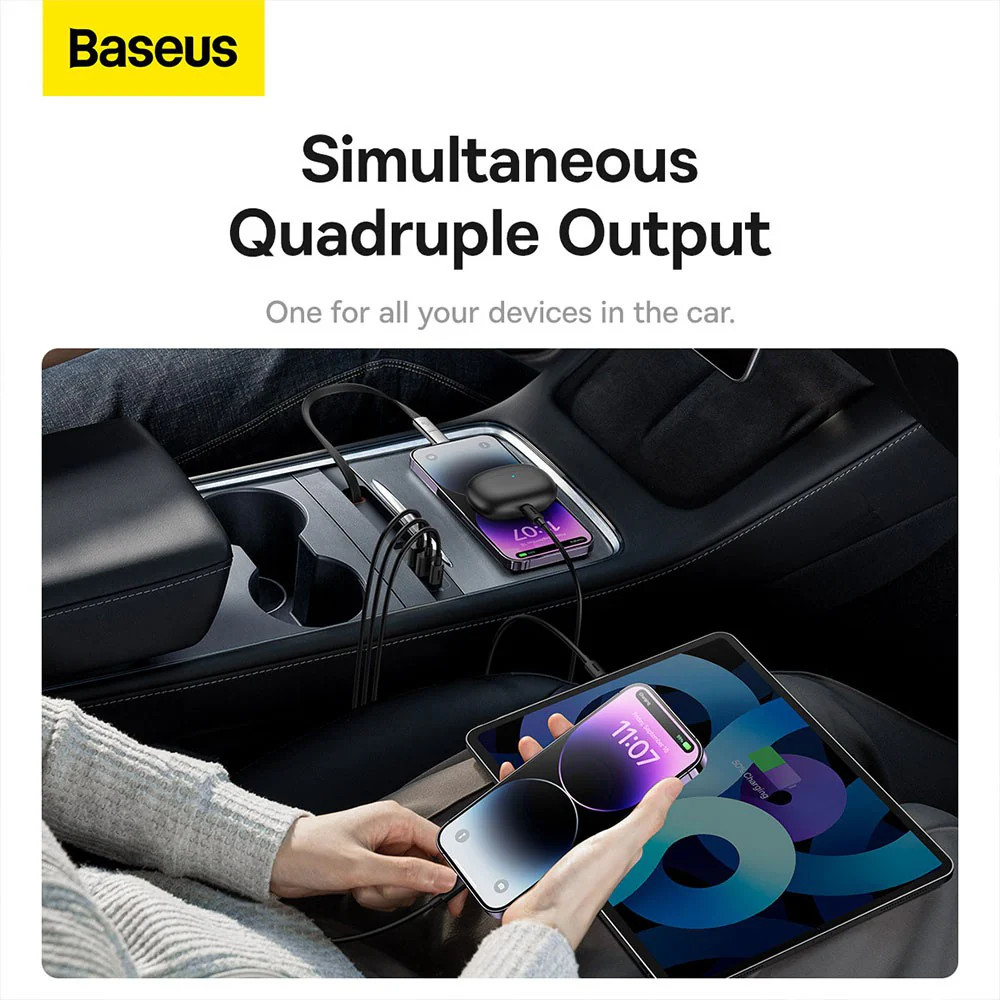 Baseus T-Space Series HUB for Tesla Cars (With a retractable 45W type-C cable) - Cluster Black - Image 7