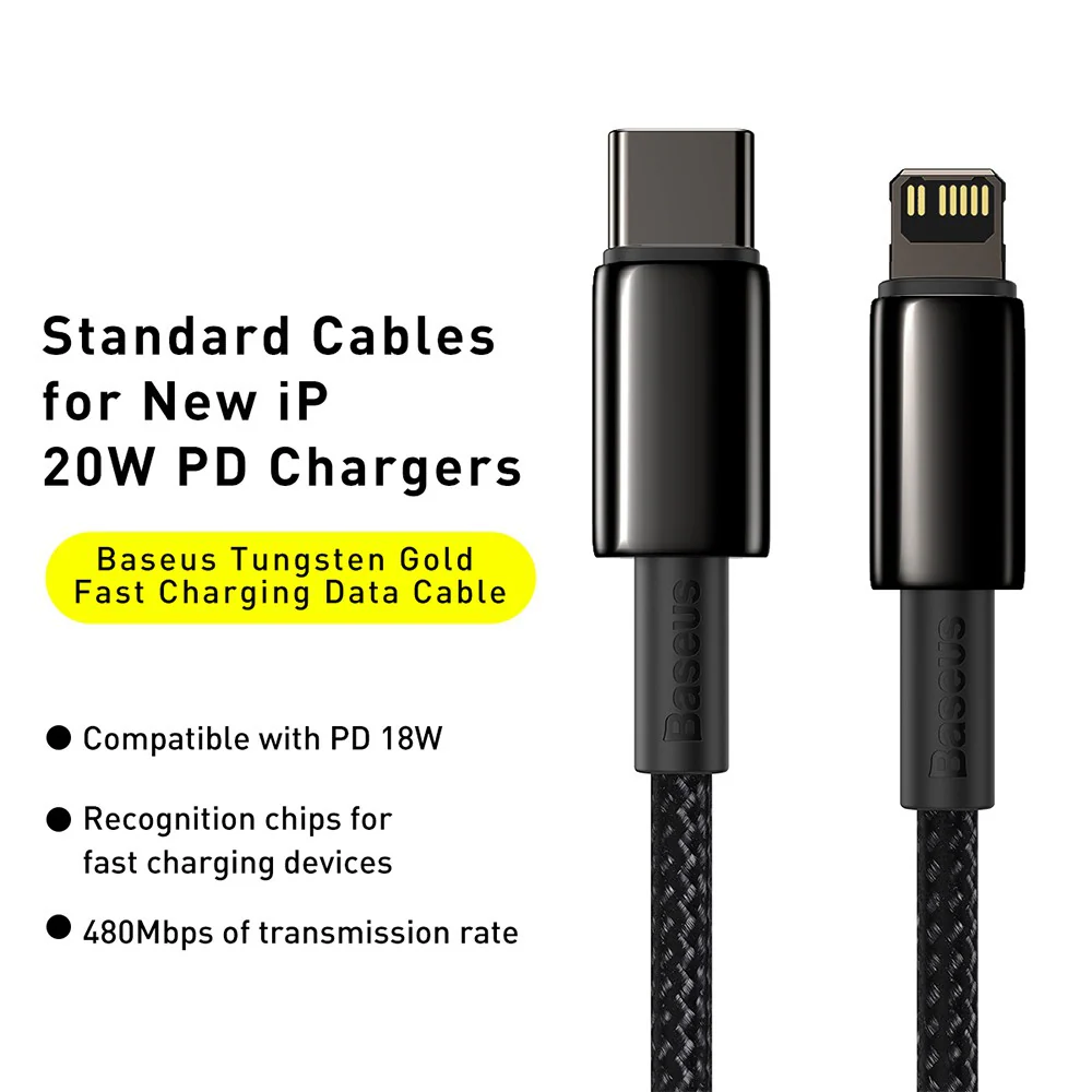 Baseus Tungsten Gold Fast Charging Data Cable Type-C to iP PD 20W 1M - Image 6
