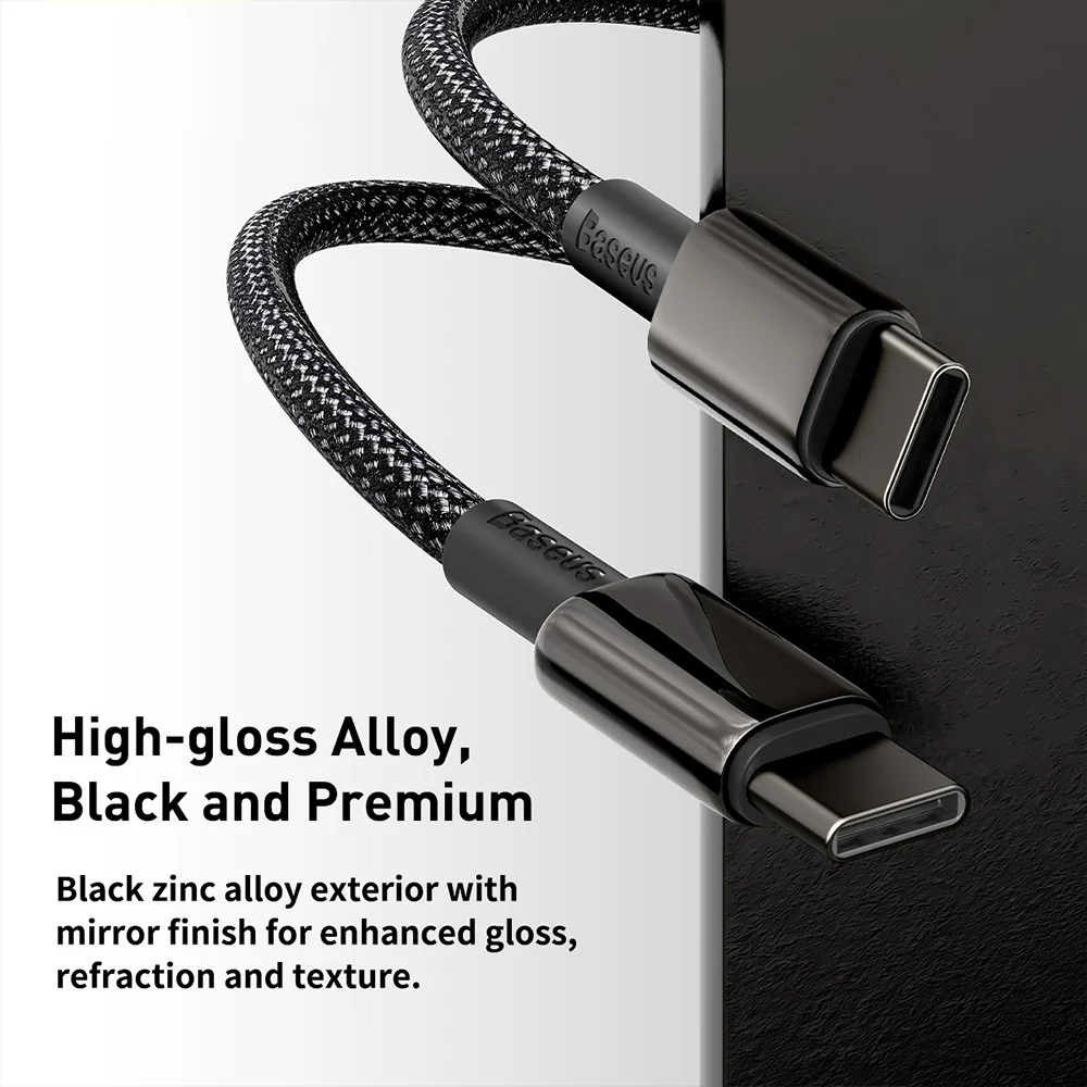 Baseus Tungsten Gold Fast Charging Data Cable Type-C to Type-C 100W 1M Compatible for iPhone 15 16 Series - Image 4