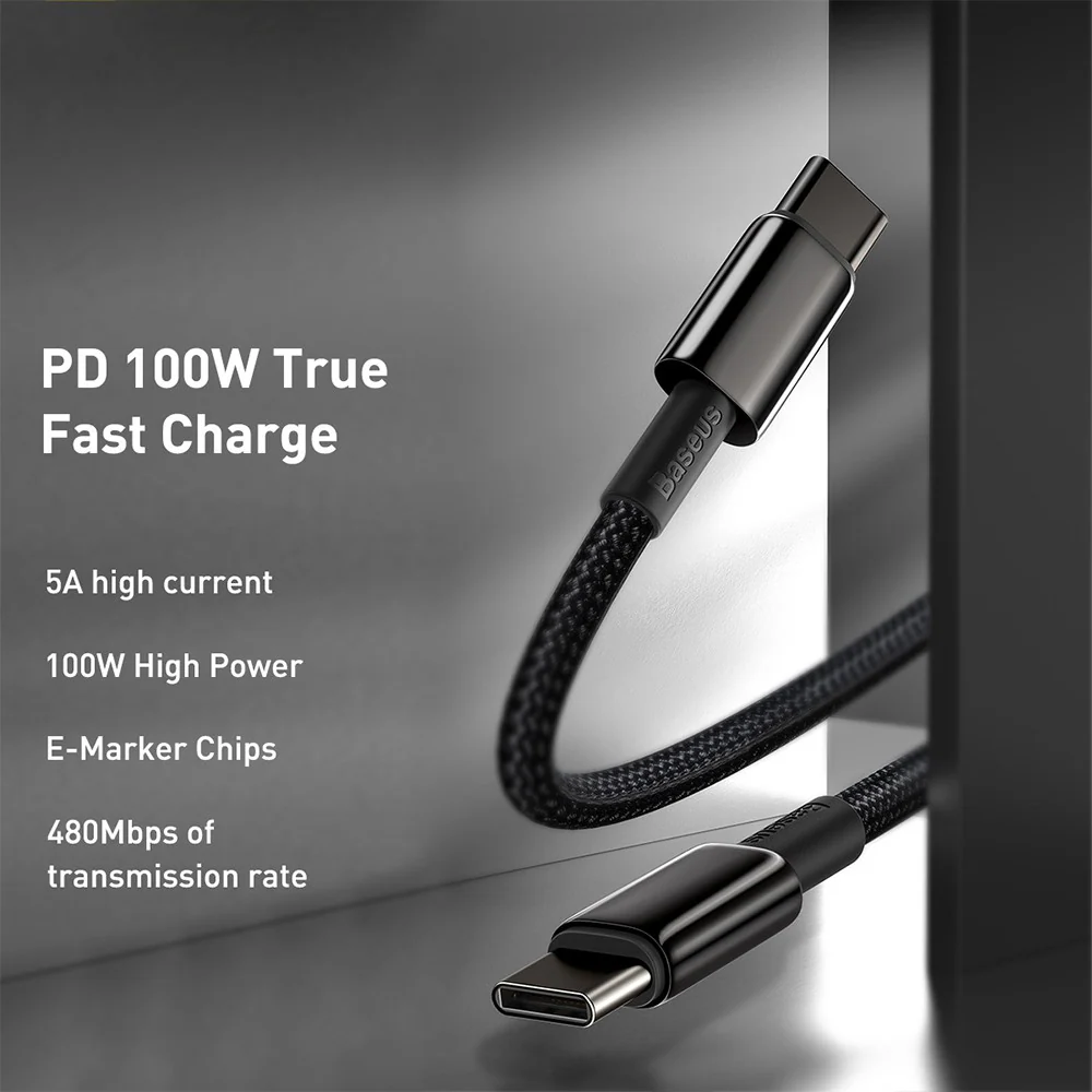 Baseus Tungsten Gold Fast Charging Data Cable Type-C to Type-C 100W 1M Compatible for iPhone 15 16 Series - Image 6