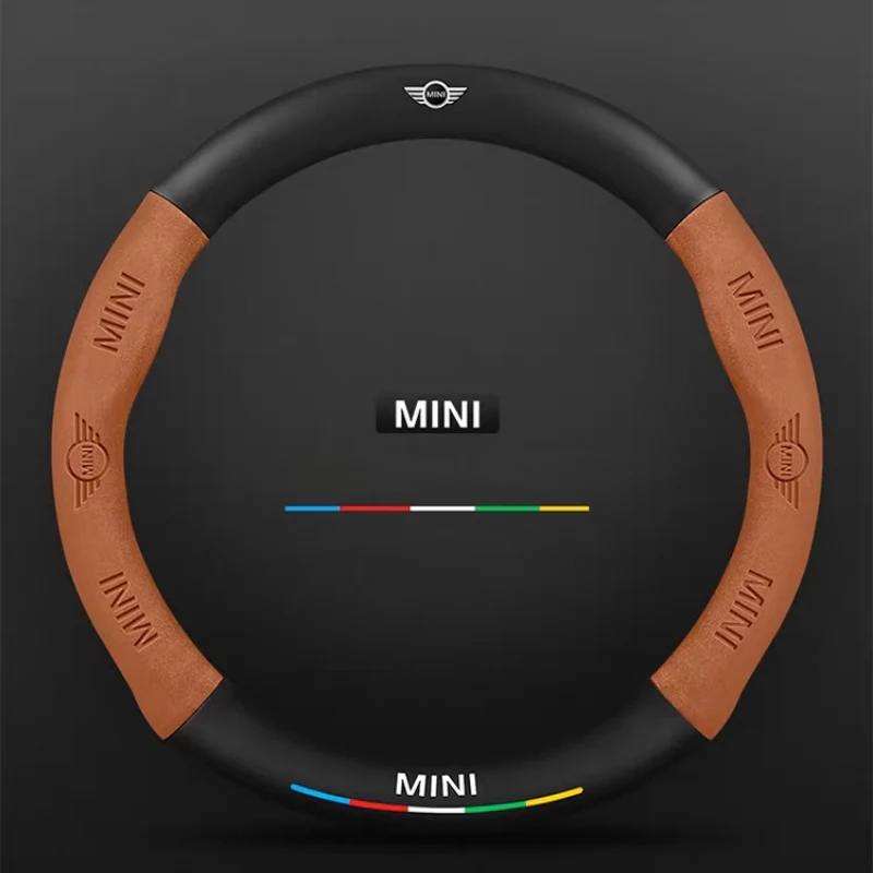 BMW Leather-Texture Suede Steering Wheel Cover – Non-Slip, Durable, Sporty Feel & Steering Wheel Protection For Mini Cooper - Image 4