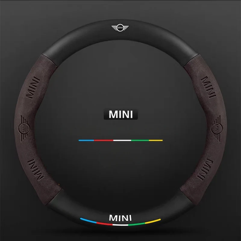 BMW Leather-Texture Suede Steering Wheel Cover – Non-Slip, Durable, Sporty Feel & Steering Wheel Protection For Mini Cooper - Image 5