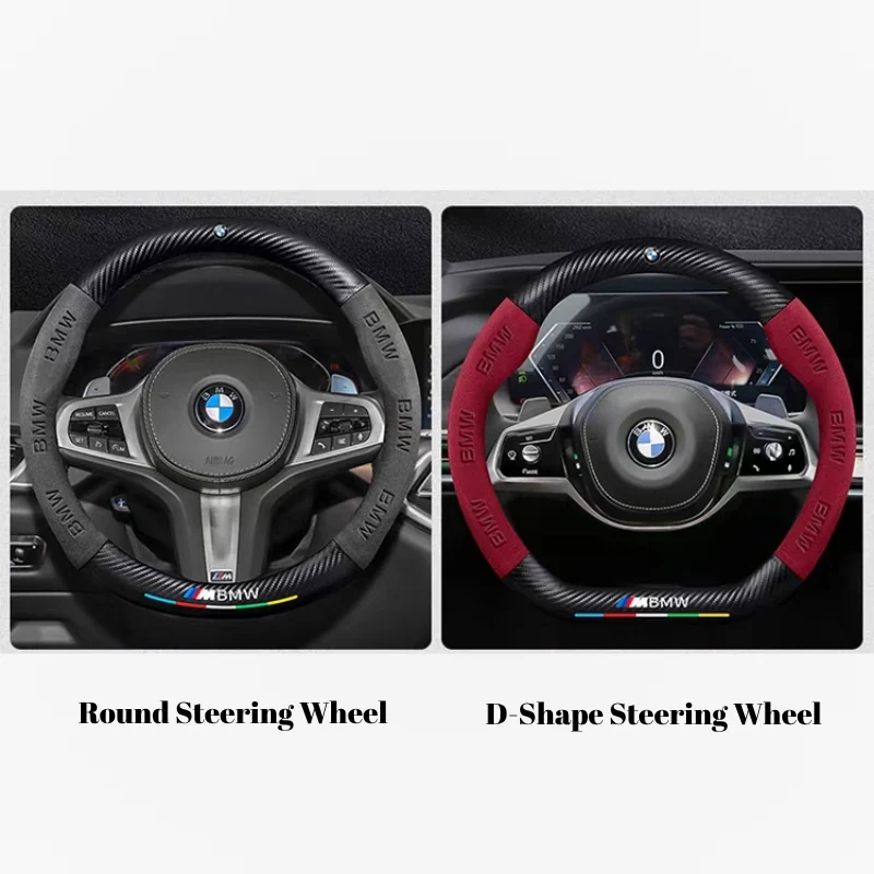 BMW Luxury Carbon Fiber Leather & Soft Suede Touch, Enhanced Grip Steering Wheel Cover For 3 Series, 4 Series, 5 Series, 6 Series, 7 Series, X1, X3, X4, X5, X6, X7 - Image 7