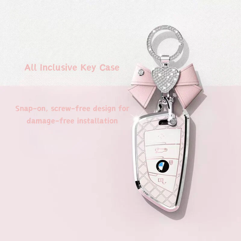 BMW Luxury Diamond Pattern Key Fob Case For X1, X2, X3, X4, X5, X6, X7 & 1, 3, 5, 7 Series - Image 3