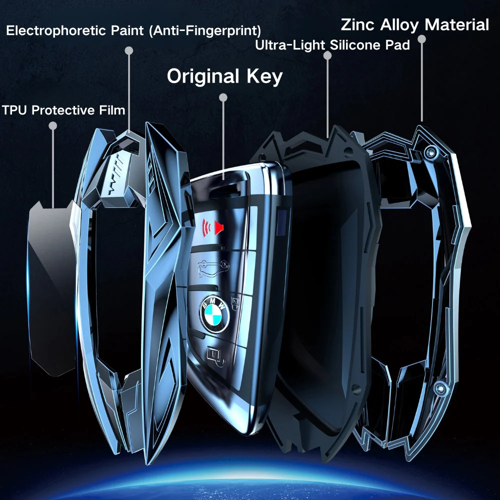 BMW Mecha Style Zinc Alloy Car Key Fob Case Cover For 1, 3, 5, 7 Series,X1, X3, X5, X6, X7 - Image 16