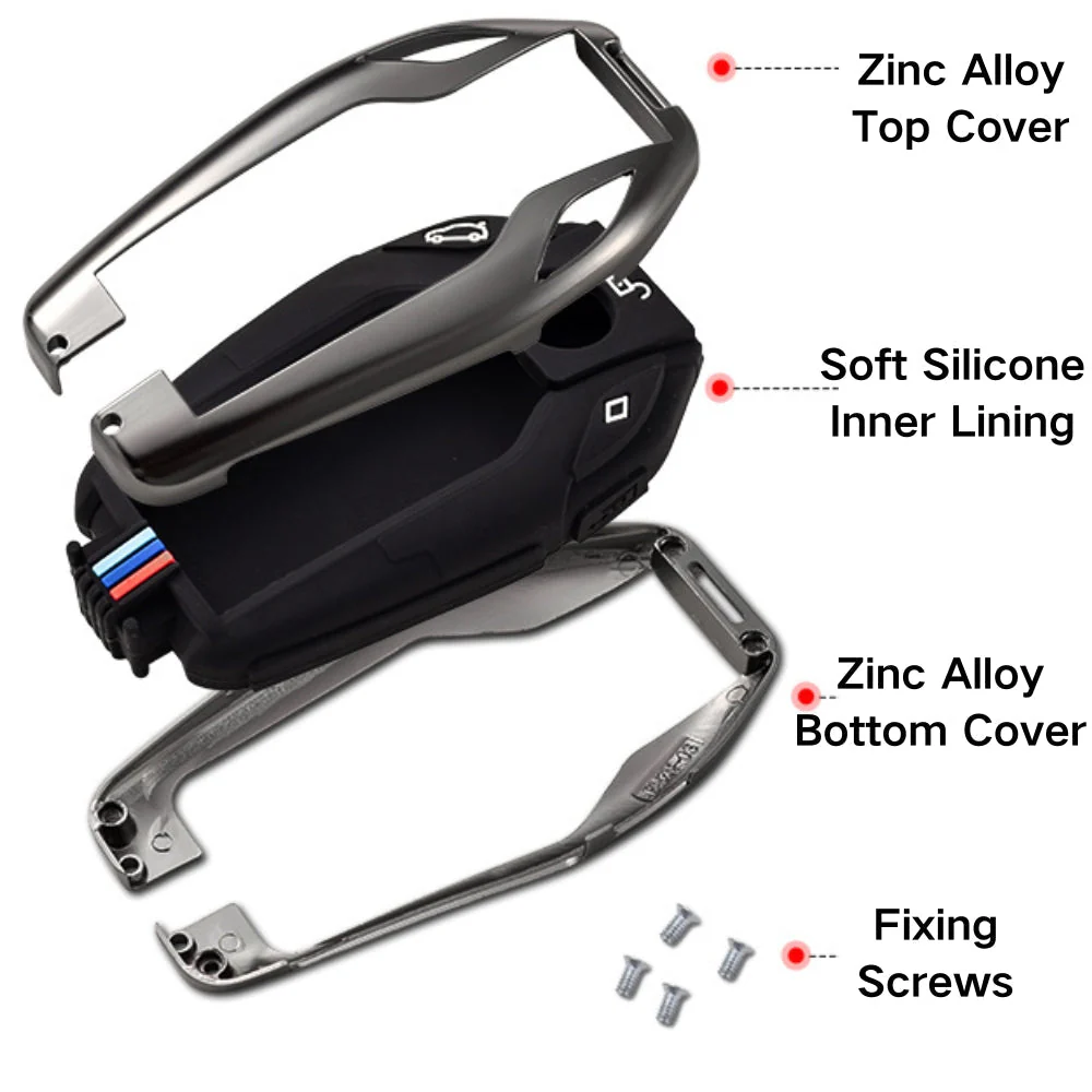 BMW Metal Shell & Soft Silicone Full Protection Car Key Fob Case Cover For 5, 6, 7 Series, X3, X5, X6, X7 - Image 6