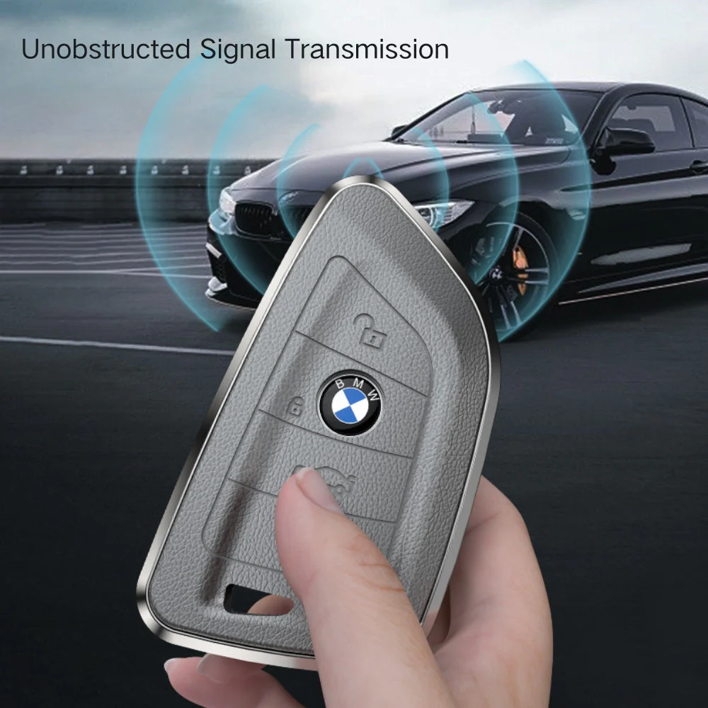 BMW Zinc Alloy + Leather Protection Car Key Fob Case Cover For 1, 2, 3, 5, 7 Series, X3, X5, X6 - Image 13
