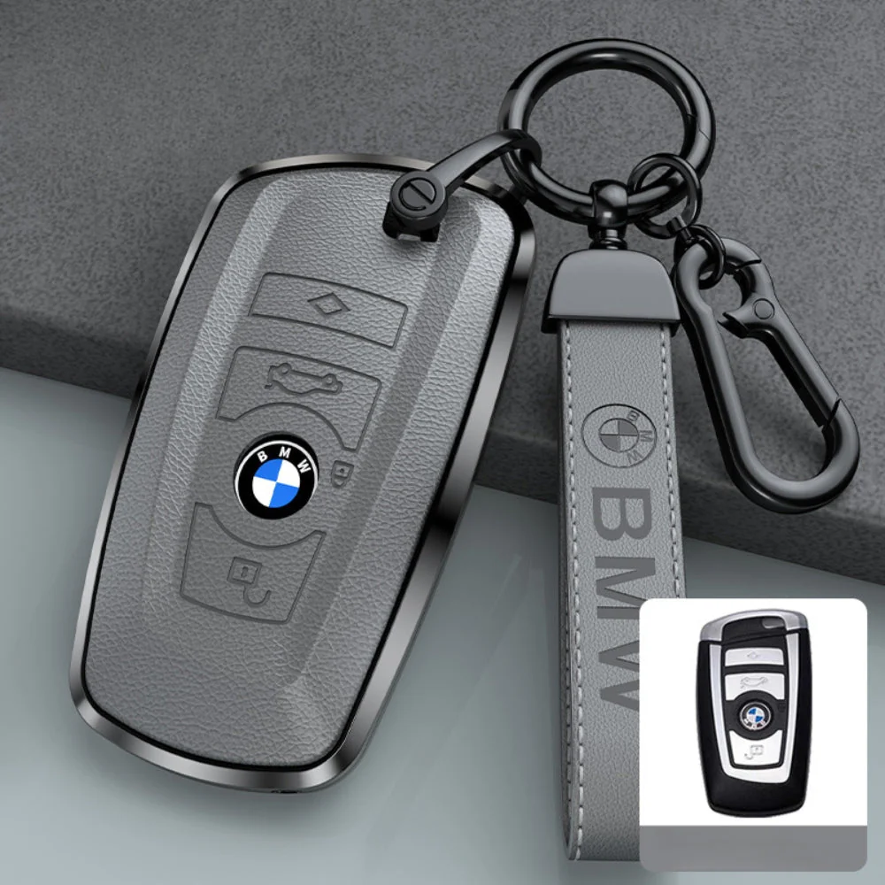 BMW Zinc Alloy + Leather Protection Car Key Fob Case Cover For 1, 2, 3, 5, 7 Series, X3, X5, X6 - Image 6