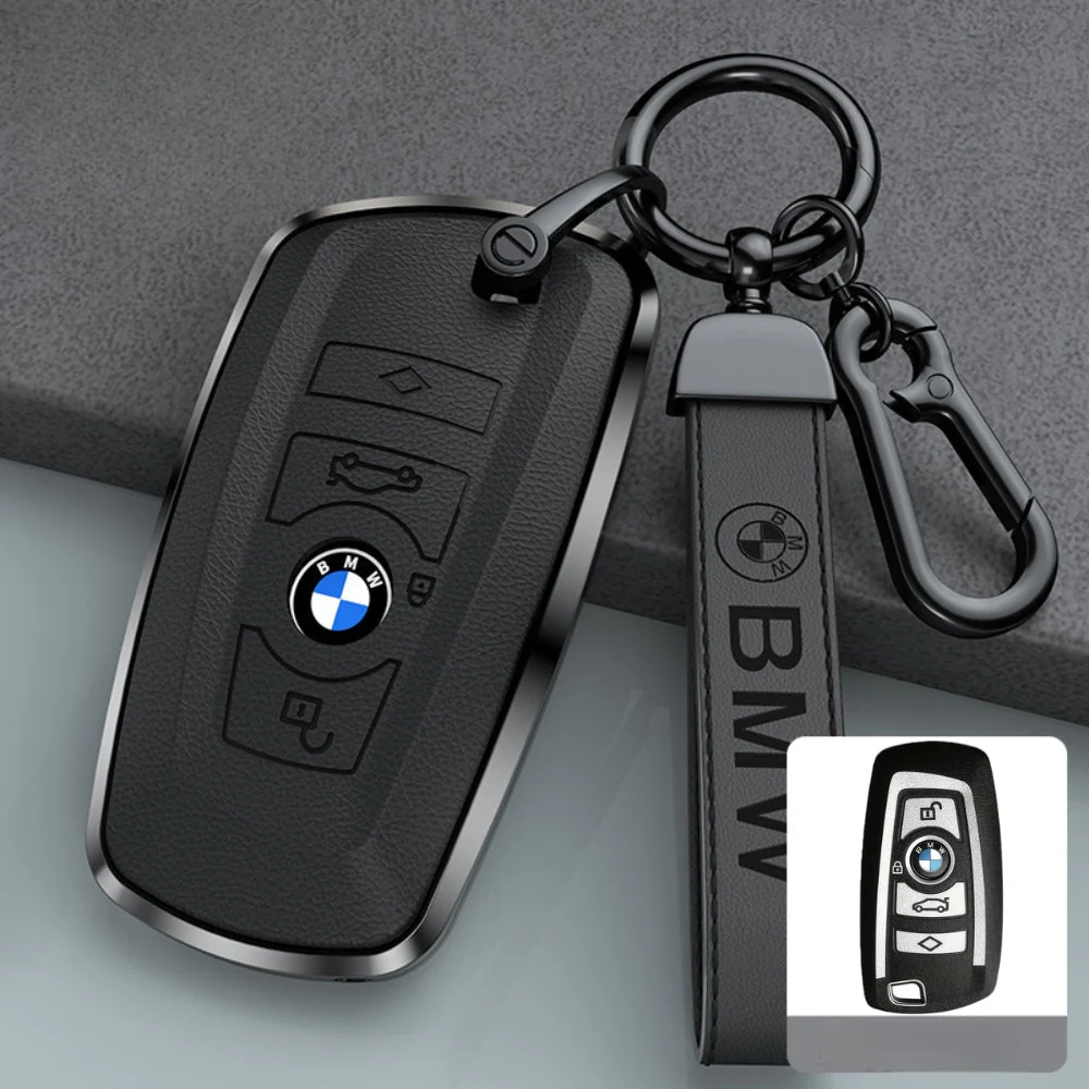BMW Zinc Alloy + Leather Protection Car Key Fob Case Cover For 1, 2, 3, 5, 7 Series, X3, X5, X6 - Image 8