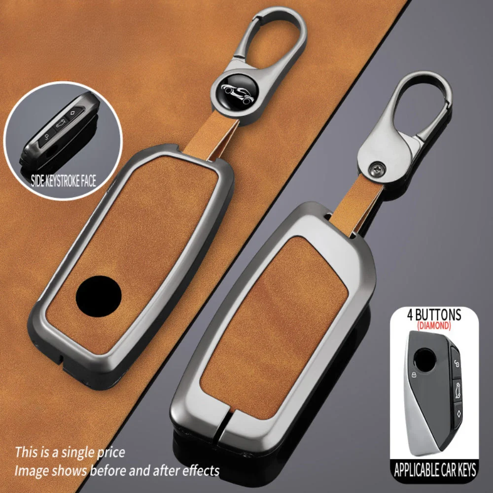 BMW Zinc Alloy + Leather Protection Car Key Fob Case Cover For X1, X6, X7, ix1, ix40, ix50 - Image 4
