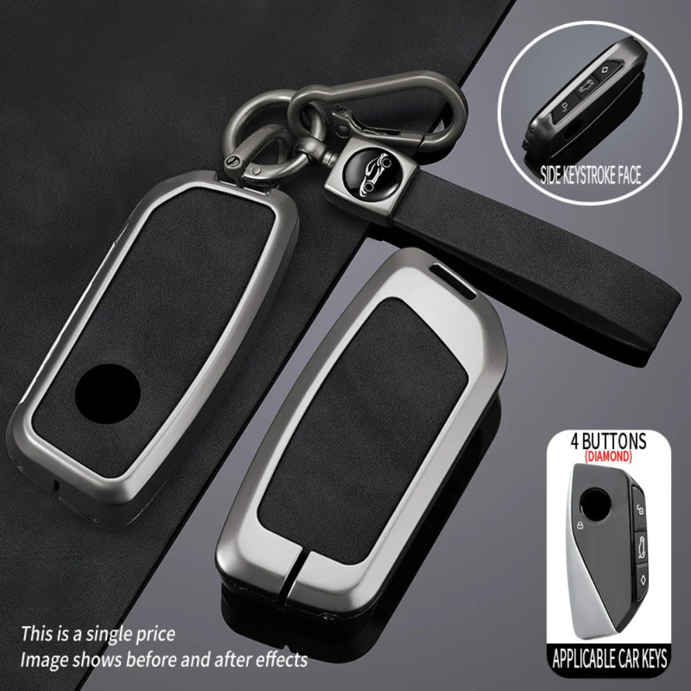 BMW Zinc Alloy + Leather Protection Car Key Fob Case Cover For X1, X6, X7, ix1, ix40, ix50 - Image 5