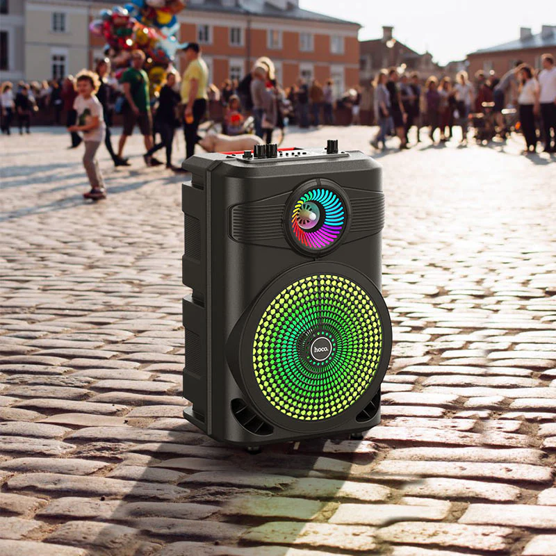 [BS46] HOCO Portable Home Camping Party Karaoke RBG Bluetooth Speaker With Microphone - Image 3