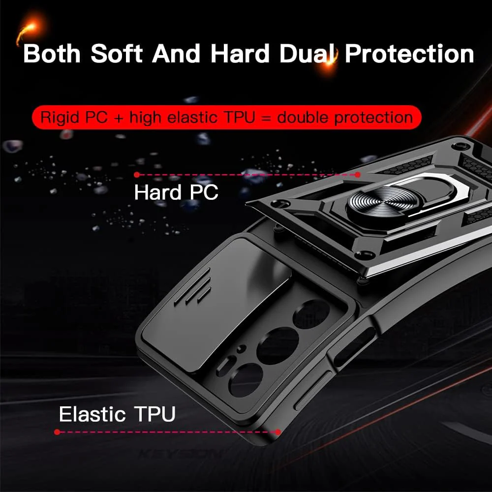 [Built-in 360-degree rotatable ring bracket][Camera Cover] Motorola Moto Edge 50 Fusion - Shield Shockproof Rugged Heavy Duty Case - Image 4